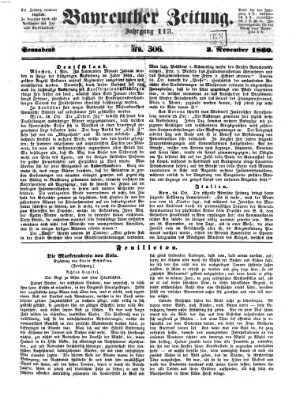 Bayreuther Zeitung Samstag 3. November 1860