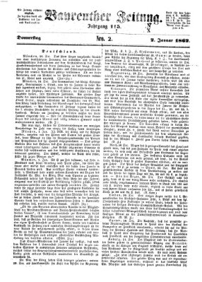 Bayreuther Zeitung Donnerstag 2. Januar 1862