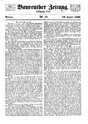 Bayreuther Zeitung Montag 13. Januar 1862