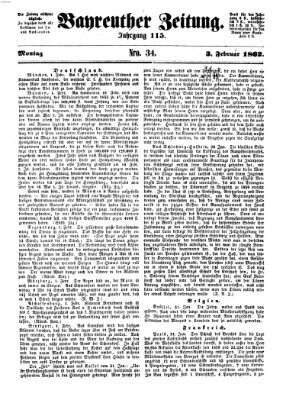 Bayreuther Zeitung Montag 3. Februar 1862