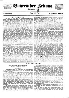 Bayreuther Zeitung Donnerstag 6. Februar 1862