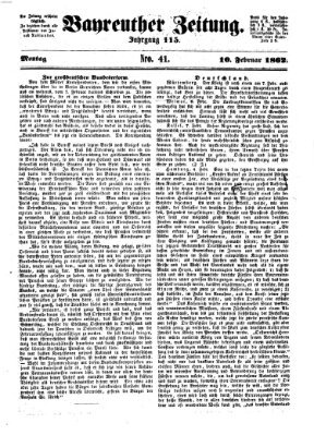 Bayreuther Zeitung Montag 10. Februar 1862