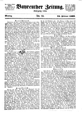 Bayreuther Zeitung Montag 24. Februar 1862