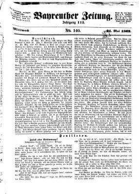 Bayreuther Zeitung Mittwoch 21. Mai 1862