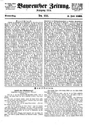 Bayreuther Zeitung Donnerstag 5. Juni 1862