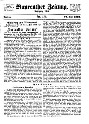 Bayreuther Zeitung Freitag 27. Juni 1862