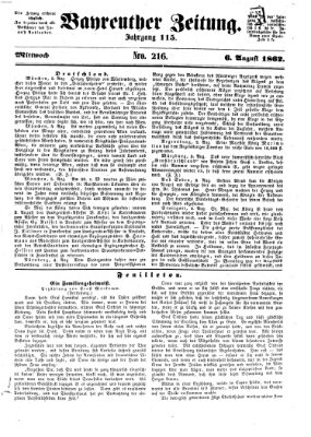 Bayreuther Zeitung Mittwoch 6. August 1862
