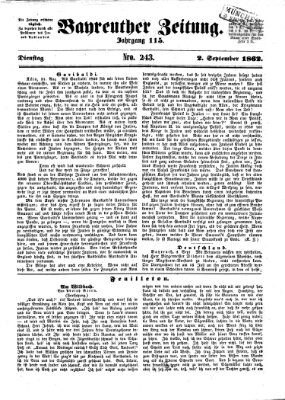 Bayreuther Zeitung Dienstag 2. September 1862