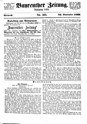 Bayreuther Zeitung Mittwoch 24. September 1862