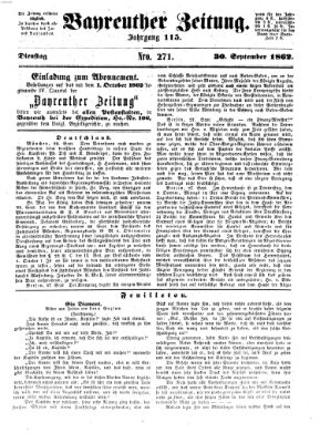 Bayreuther Zeitung Dienstag 30. September 1862