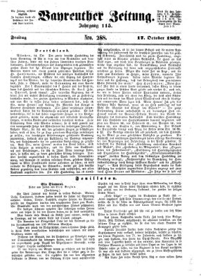Bayreuther Zeitung Freitag 17. Oktober 1862