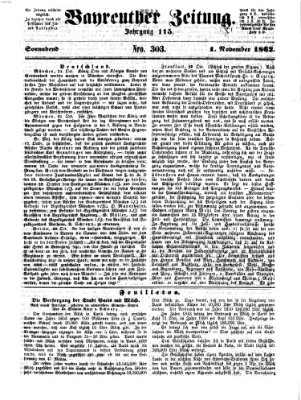 Bayreuther Zeitung Samstag 1. November 1862