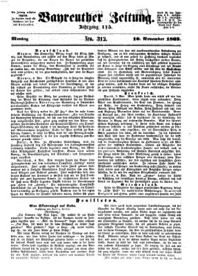 Bayreuther Zeitung Montag 10. November 1862