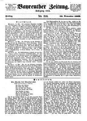 Bayreuther Zeitung Freitag 14. November 1862