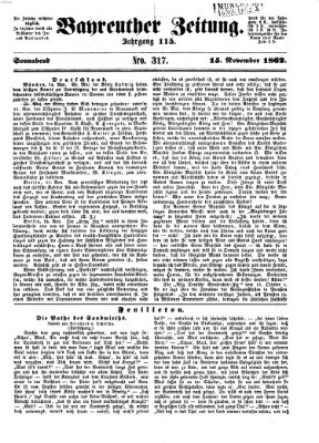 Bayreuther Zeitung Samstag 15. November 1862