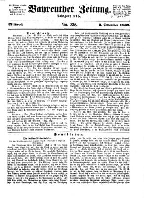 Bayreuther Zeitung Mittwoch 3. Dezember 1862