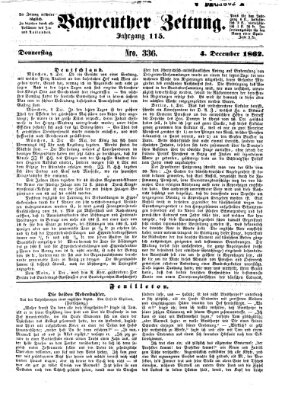 Bayreuther Zeitung Donnerstag 4. Dezember 1862
