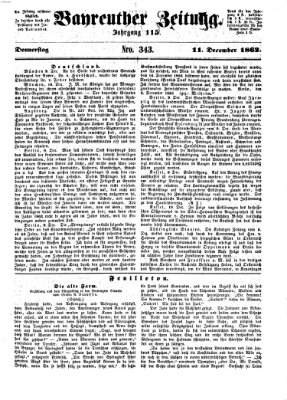 Bayreuther Zeitung Donnerstag 11. Dezember 1862