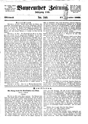 Bayreuther Zeitung Mittwoch 17. Dezember 1862