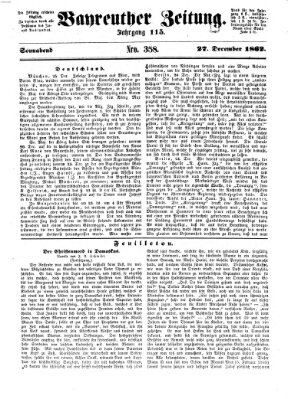 Bayreuther Zeitung Samstag 27. Dezember 1862