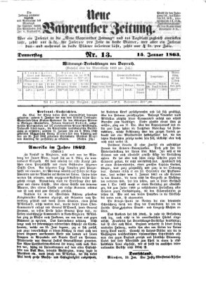Bayreuther Zeitung Mittwoch 15. Januar 1862