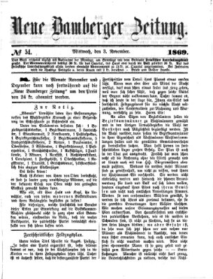 Neue Bamberger Zeitung (Bamberger Zeitung) Mittwoch 3. November 1869