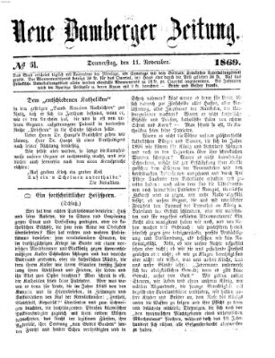 Neue Bamberger Zeitung (Bamberger Zeitung) Donnerstag 11. November 1869