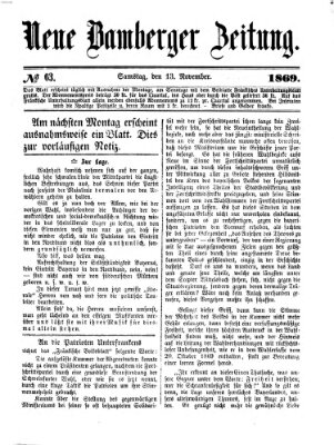 Neue Bamberger Zeitung (Bamberger Zeitung) Samstag 13. November 1869