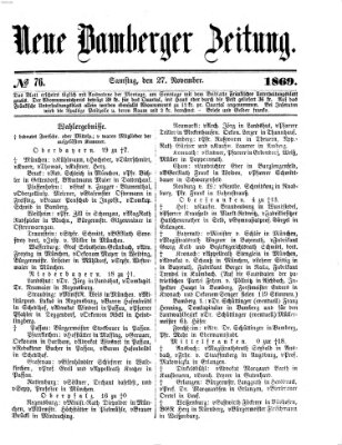 Neue Bamberger Zeitung (Bamberger Zeitung) Samstag 27. November 1869