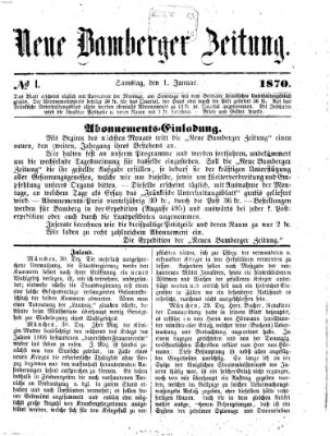 Neue Bamberger Zeitung (Bamberger Zeitung) Samstag 1. Januar 1870