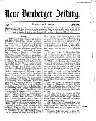 Neue Bamberger Zeitung (Bamberger Zeitung) Samstag 8. Januar 1870