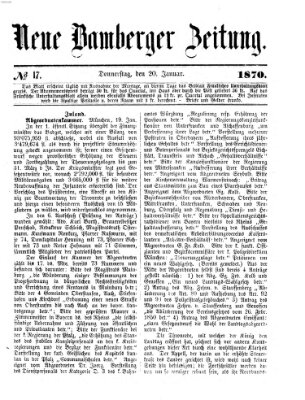Neue Bamberger Zeitung (Bamberger Zeitung) Donnerstag 20. Januar 1870