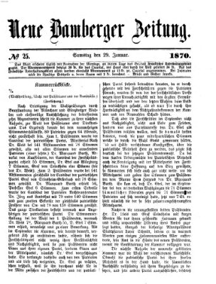 Neue Bamberger Zeitung (Bamberger Zeitung) Samstag 29. Januar 1870