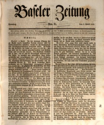 Basler Zeitung Dienstag 5. April 1831