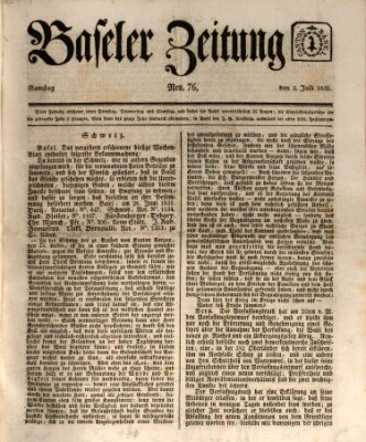 Basler Zeitung Samstag 2. Juli 1831