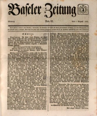 Basler Zeitung Montag 1. August 1831