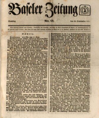 Basler Zeitung Samstag 24. September 1831