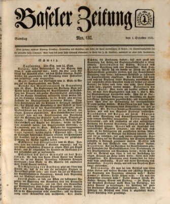 Basler Zeitung Samstag 1. Oktober 1831