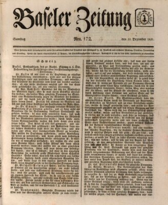 Basler Zeitung Samstag 10. Dezember 1831