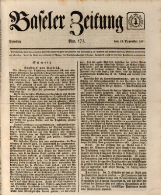 Basler Zeitung Dienstag 13. Dezember 1831