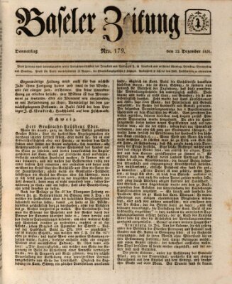 Basler Zeitung Donnerstag 22. Dezember 1831