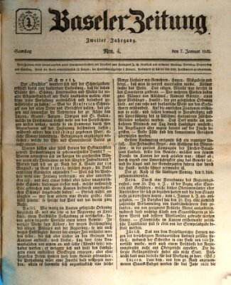 Basler Zeitung Samstag 7. Januar 1832