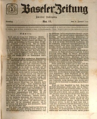 Basler Zeitung Dienstag 31. Januar 1832