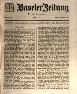Basler Zeitung Donnerstag 16. Februar 1832