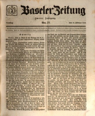 Basler Zeitung Samstag 18. Februar 1832