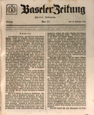 Basler Zeitung Montag 20. Februar 1832