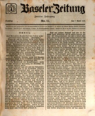 Basler Zeitung Samstag 7. April 1832