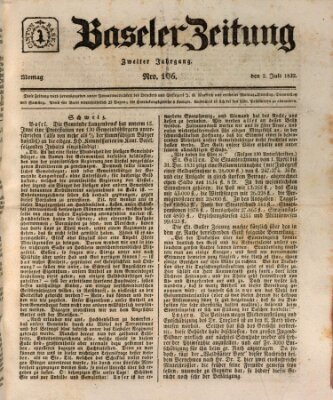 Basler Zeitung Montag 2. Juli 1832