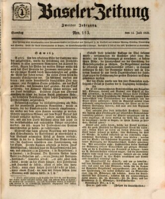 Basler Zeitung Samstag 14. Juli 1832