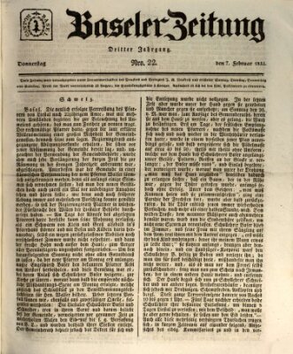 Basler Zeitung Donnerstag 7. Februar 1833